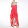 Net Yarn Wrapped Chest Long Paragraph Party Dress